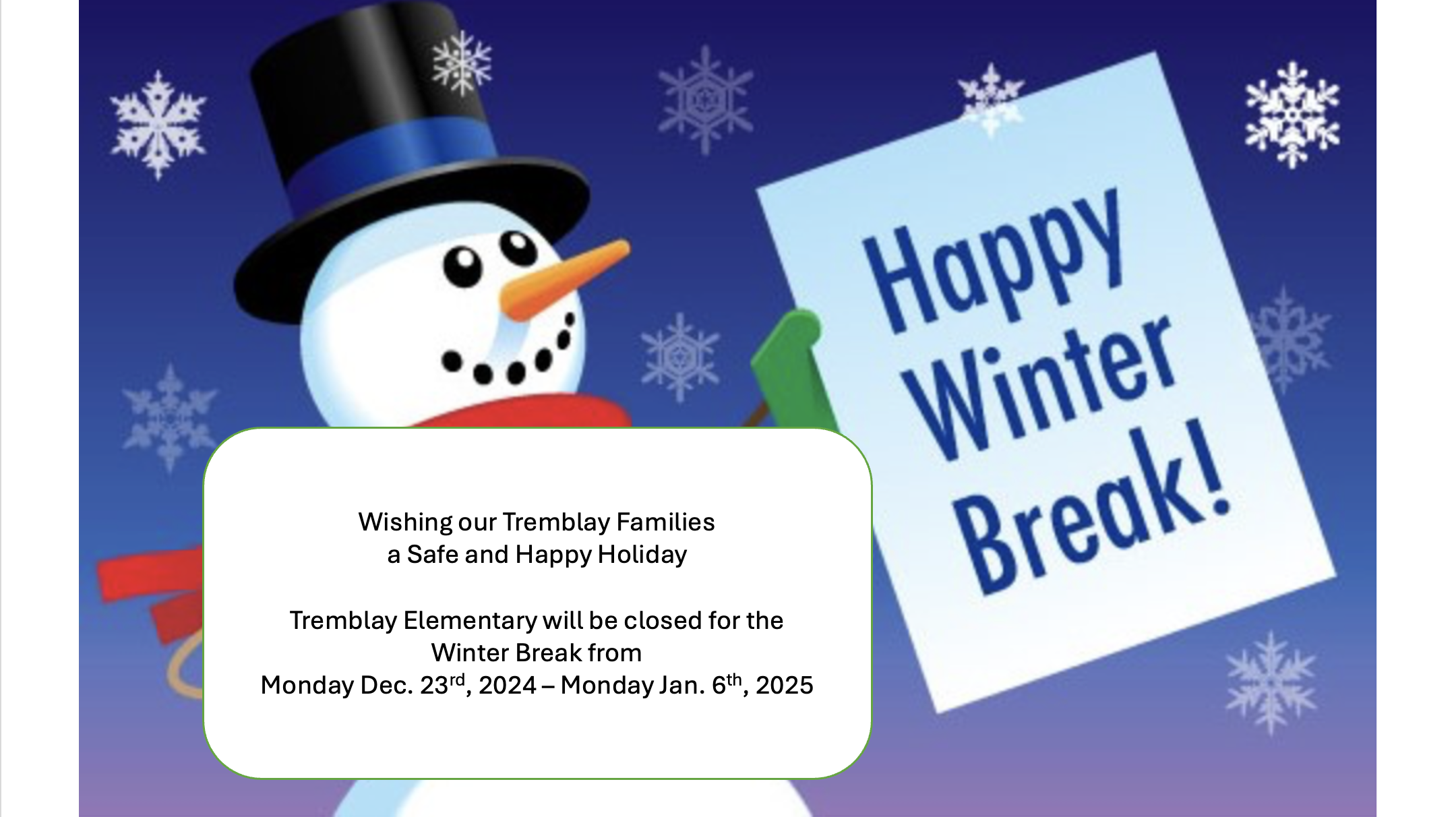 Wishing all a Happy Winter Break